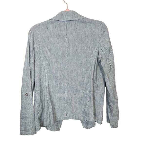 New Chico’s Linen Blend‎ Striped Open Front Blazer - Picture 12 of 14